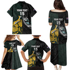 New Zealand and South Africa Rugby Custom Family Matching Puletasi and Hawaiian Shirt Silver Fern With Springboks
