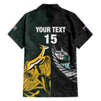 New Zealand and South Africa Rugby Custom Family Matching Puletasi and Hawaiian Shirt Silver Fern With Springboks