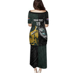 New Zealand and South Africa Rugby Custom Family Matching Puletasi and Hawaiian Shirt Silver Fern With Springboks