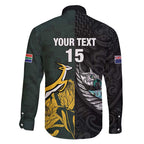 New Zealand and South Africa Rugby Custom Family Matching Short Sleeve Bodycon Dress and Hawaiian Shirt Silver Fern With Springboks