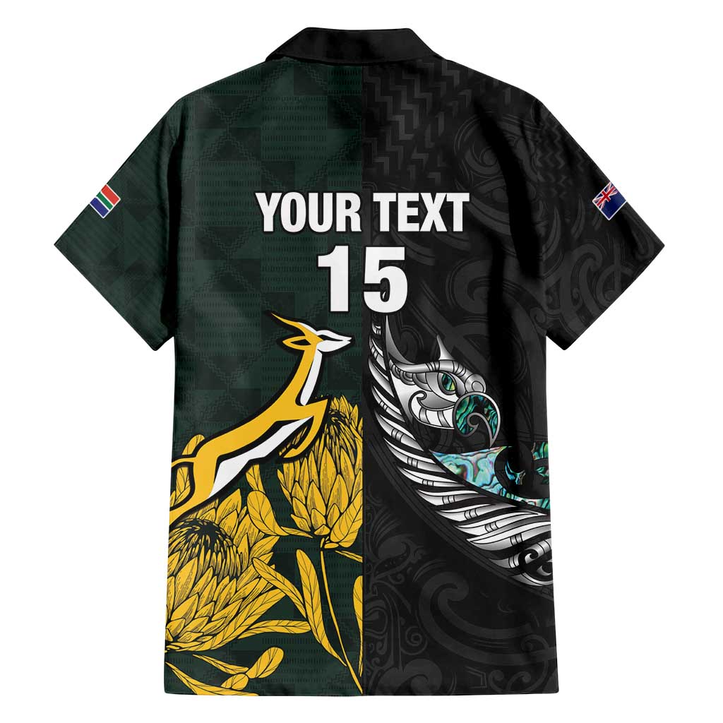 New Zealand and South Africa Rugby Custom Family Matching Tank Maxi Dress and Hawaiian Shirt Silver Fern With Springboks