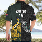 New Zealand and South Africa Rugby Custom Hawaiian Shirt Silver Fern With Springboks