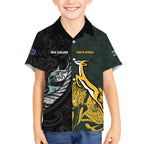 New Zealand and South Africa Rugby Custom Hawaiian Shirt Silver Fern With Springboks