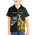 New Zealand and South Africa Rugby Custom Kid Hawaiian Shirt Silver Fern With Springboks