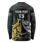New Zealand and South Africa Rugby Custom Long Sleeve Shirt Silver Fern With Springboks