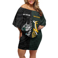 New Zealand and South Africa Rugby Custom Off Shoulder Short Dress Silver Fern With Springboks