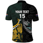 New Zealand and South Africa Rugby Custom Polo Shirt Silver Fern With Springboks