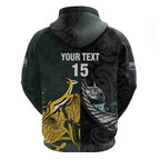 New Zealand and South Africa Rugby Custom Zip Hoodie Silver Fern With Springboks