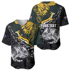 New Zealand and South Africa Rugby Personalised Baseball Jersey Maori Kiwi With Springboks