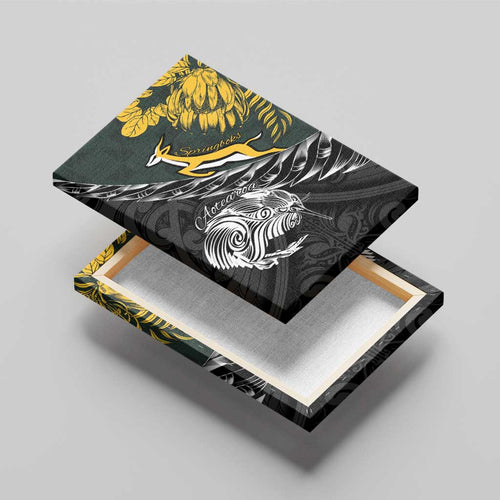 New Zealand and South Africa Rugby Canvas Wall Art Maori Kiwi With Springboks