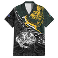 New Zealand and South Africa Rugby Personalised Family Matching Short Sleeve Bodycon Dress and Hawaiian Shirt Maori Kiwi With Springboks