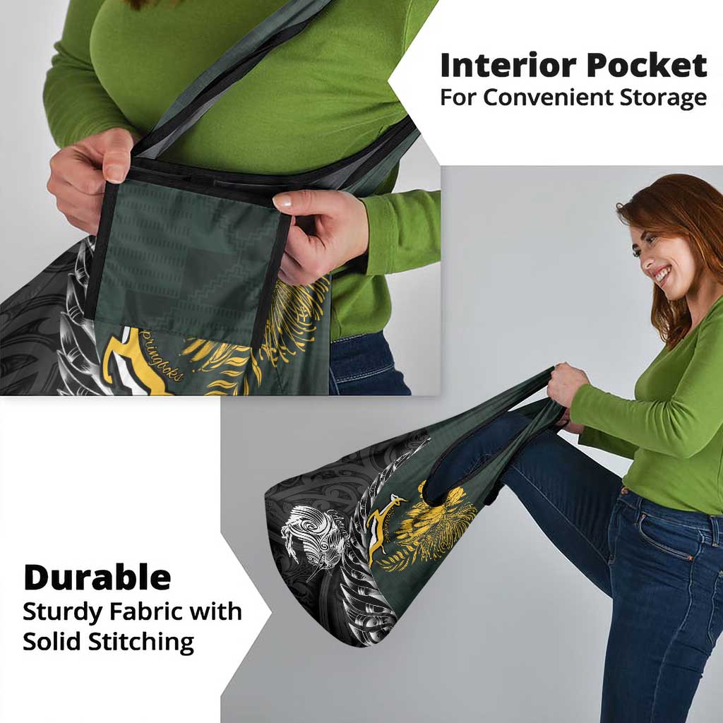 New Zealand and South Africa Rugby Grocery Bag Maori Kiwi With Springboks