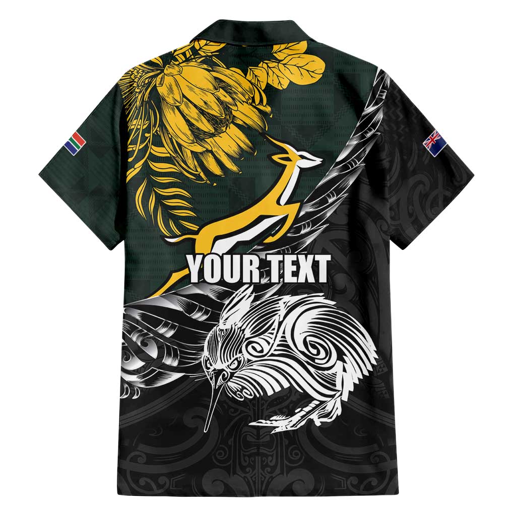 New Zealand and South Africa Rugby Personalised Hawaiian Shirt Maori Kiwi With Springboks
