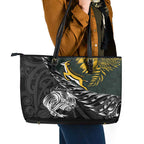 New Zealand and South Africa Rugby Leather Tote Bag Maori Kiwi With Springboks
