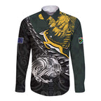 New Zealand and South Africa Rugby Personalised Long Sleeve Button Shirt Maori Kiwi With Springboks