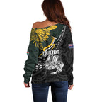 New Zealand and South Africa Rugby Personalised Off Shoulder Sweater Maori Kiwi With Springboks