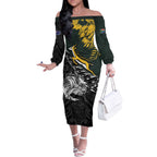 New Zealand and South Africa Rugby Personalised Off The Shoulder Long Sleeve Dress Maori Kiwi With Springboks