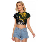 New Zealand and South Africa Rugby Personalised Raglan Cropped T Shirt Maori Kiwi With Springboks