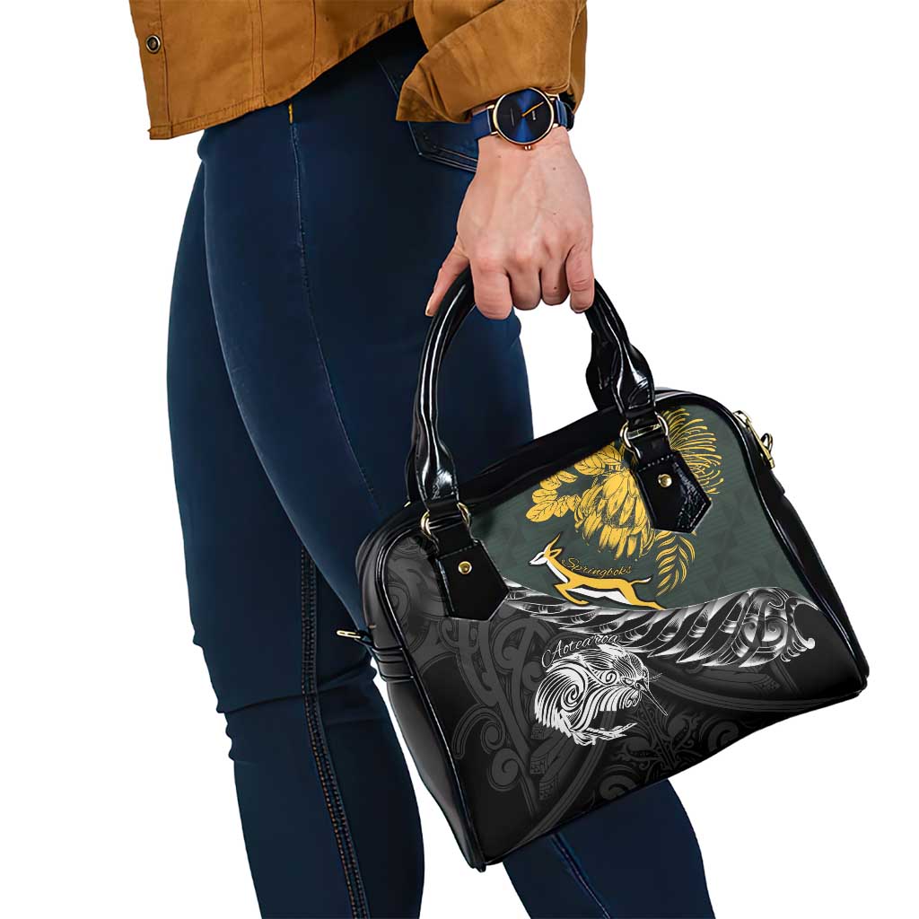 New Zealand and South Africa Rugby Shoulder Handbag Maori Kiwi With Springboks
