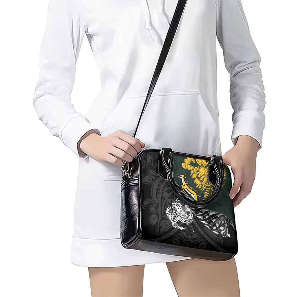 New Zealand and South Africa Rugby Shoulder Handbag Maori Kiwi With Springboks