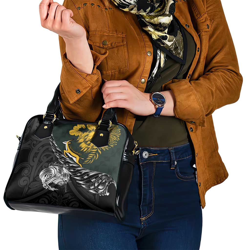 New Zealand and South Africa Rugby Shoulder Handbag Maori Kiwi With Springboks