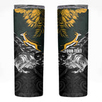 New Zealand and South Africa Rugby Personalised Skinny Tumbler Maori Kiwi With Springboks