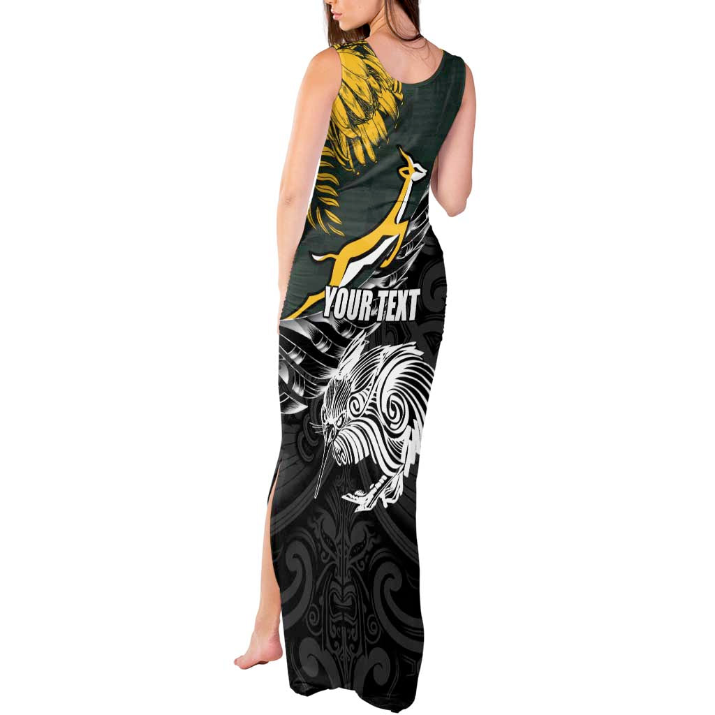 New Zealand and South Africa Rugby Personalised Tank Maxi Dress Maori Kiwi With Springboks