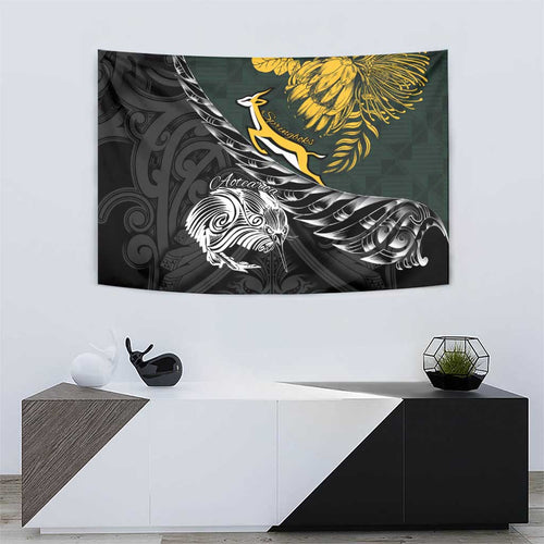 New Zealand and South Africa Rugby Tapestry Maori Kiwi With Springboks