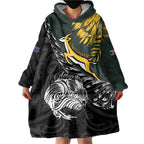 New Zealand and South Africa Rugby Personalised Wearable Blanket Hoodie Maori Kiwi With Springboks