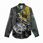 New Zealand and South Africa Rugby Personalised Women Casual Shirt Maori Kiwi With Springboks
