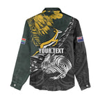 New Zealand and South Africa Rugby Personalised Women Casual Shirt Maori Kiwi With Springboks