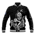 New Zealand Silver Fern Rugby Custom Baseball Jacket Maori Tiki Black Version