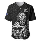 New Zealand Silver Fern Rugby Custom Baseball Jersey Maori Tiki Black Version