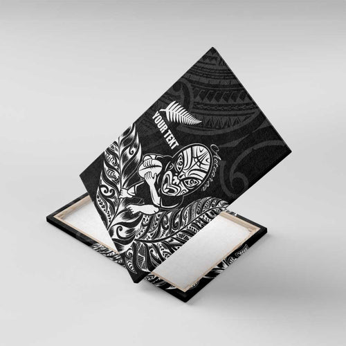 New Zealand Silver Fern Rugby Custom Canvas Wall Art Maori Tiki Black Version