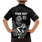 New Zealand Silver Fern Rugby Custom Family Matching Mermaid Dress and Hawaiian Shirt Maori Tiki Black Version
