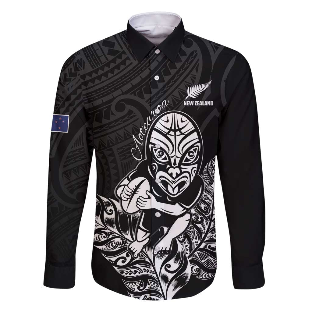 New Zealand Silver Fern Rugby Custom Family Matching Mermaid Dress and Hawaiian Shirt Maori Tiki Black Version