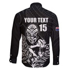 New Zealand Silver Fern Rugby Custom Family Matching Puletasi and Hawaiian Shirt Maori Tiki Black Version