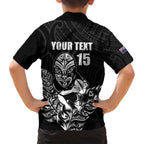 New Zealand Silver Fern Rugby Custom Family Matching Summer Maxi Dress and Hawaiian Shirt Maori Tiki Black Version