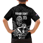 New Zealand Silver Fern Rugby Custom Hawaiian Shirt Maori Tiki Black Version