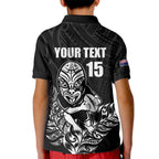 New Zealand Silver Fern Rugby Custom Kid Polo Shirt Maori Tiki Black Version