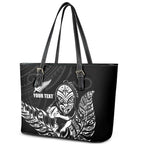 New Zealand Silver Fern Rugby Custom Leather Tote Bag Maori Tiki Black Version