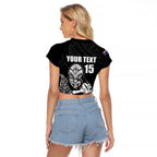 New Zealand Silver Fern Rugby Custom Raglan Cropped T Shirt Maori Tiki Black Version