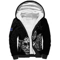 New Zealand Silver Fern Rugby Custom Sherpa Hoodie Maori Tiki Black Version