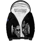 New Zealand Silver Fern Rugby Custom Sherpa Hoodie Maori Tiki Black Version