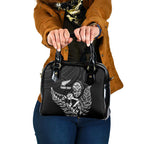 New Zealand Silver Fern Rugby Custom Shoulder Handbag Maori Tiki Black Version
