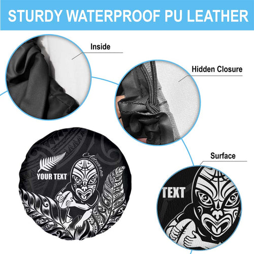 New Zealand Silver Fern Rugby Custom Spare Tire Cover Maori Tiki Black Version