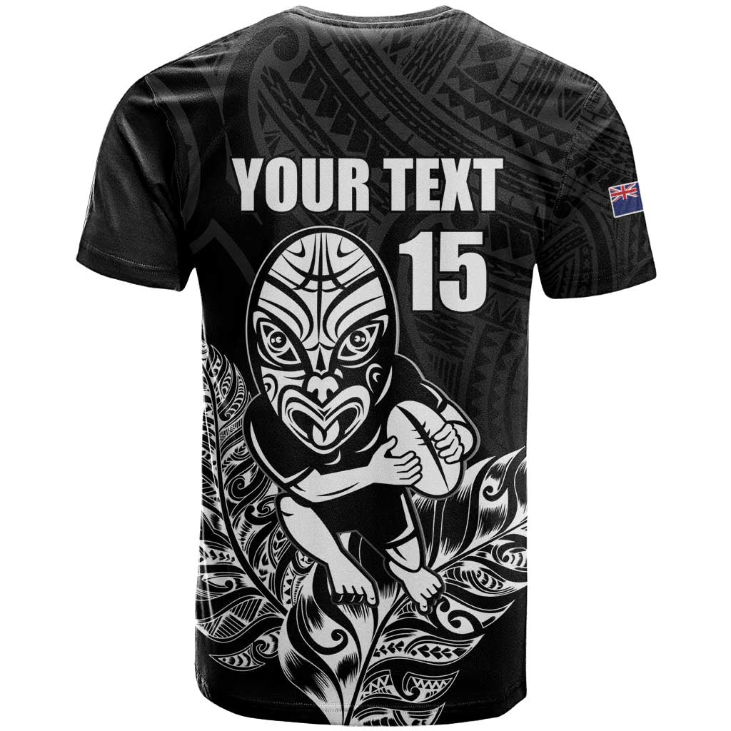 New Zealand Silver Fern Rugby Custom T Shirt Maori Tiki Black Version