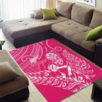 New Zealand Silver Fern Rugby Custom Area Rug Maori Tiki Pink Version