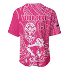 New Zealand Silver Fern Rugby Custom Baseball Jersey Maori Tiki Pink Version