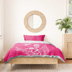 New Zealand Silver Fern Rugby Custom Bedding Set Maori Tiki Pink Version